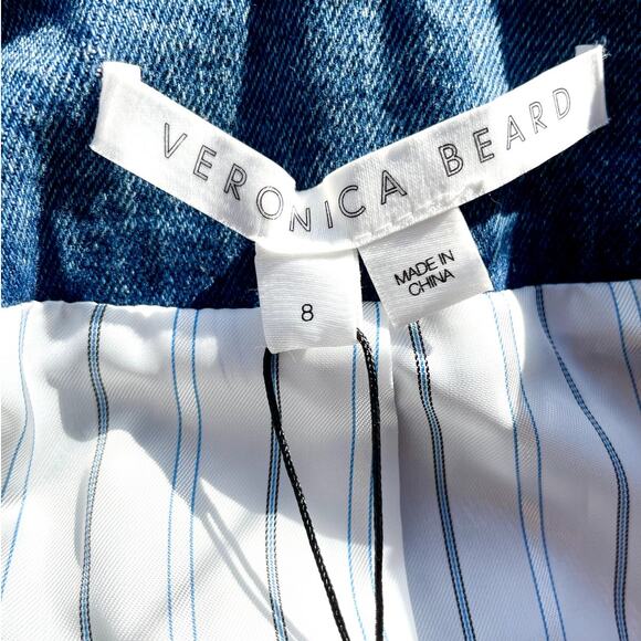 NWT Veronica Beard Arrowe Denim Jacket Collarless Blazer Jeans Size 8 - Picture 5 of 12